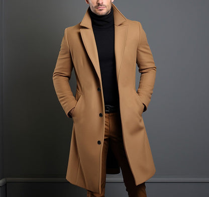 Woolen Men's Mid-length Trench Coat The Seasons Streetwear