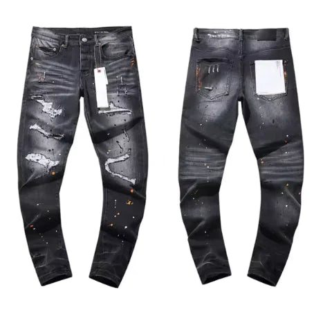 Premium Purple High Street Jeans – Ripped Black Stretch Slim Fit The Seasons Streetwear