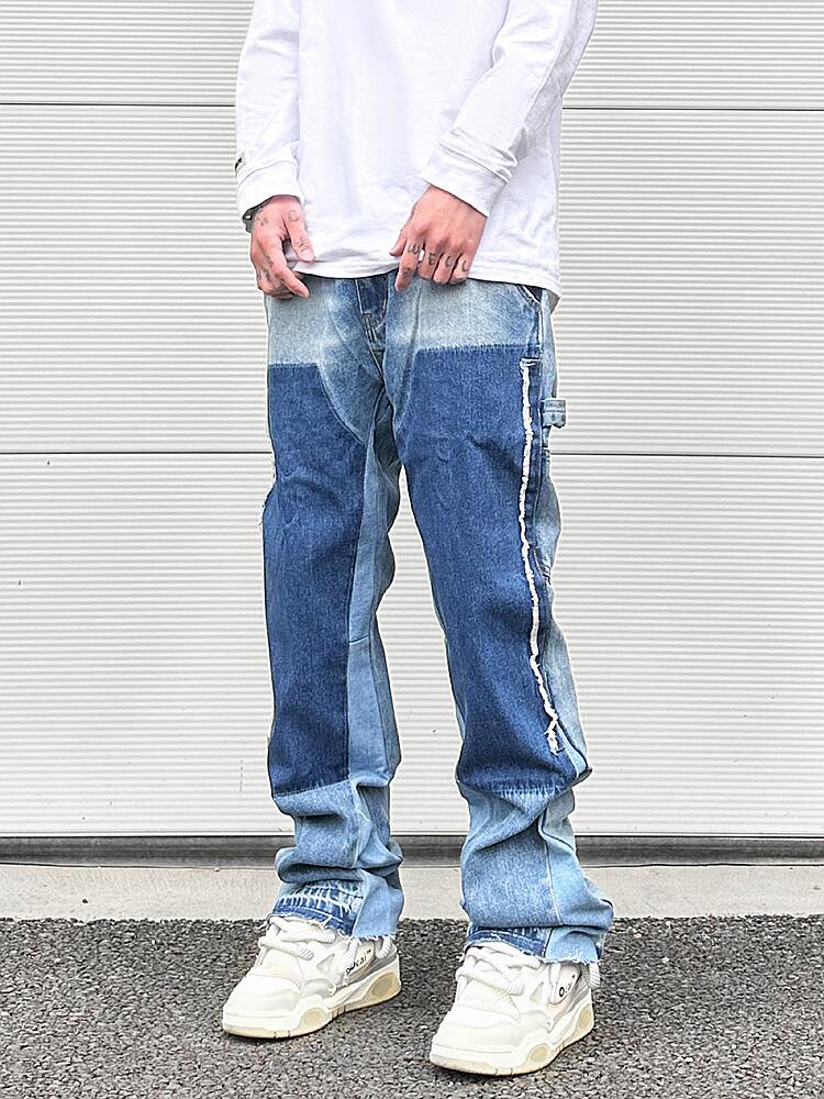 Washed Black And Grey Micro Stacked Jeans - The 4 Season Clothing Brand