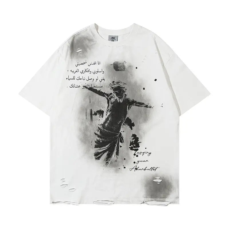 Arabic Abstract Ripped Graphic T-Shirt The 4 Season Clothing Brand