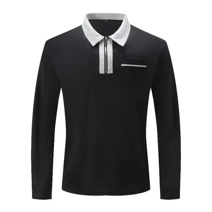 Autumn Long Sleeve Zipper Polo Shirts Casual Lapel Collar Zip Up Shirt The 4 Season Clothing Brand