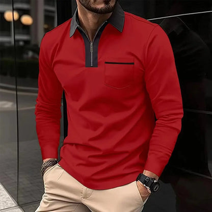 Autumn Long Sleeve Zipper Polo Shirts Casual Lapel Collar Zip Up Shirt The 4 Season Clothing Brand