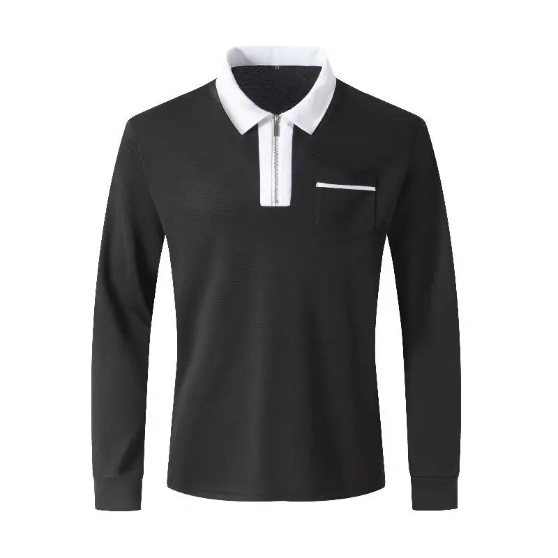 Autumn Long Sleeve Zipper Polo Shirts Casual Lapel Collar Zip Up Shirt The 4 Season Clothing Brand