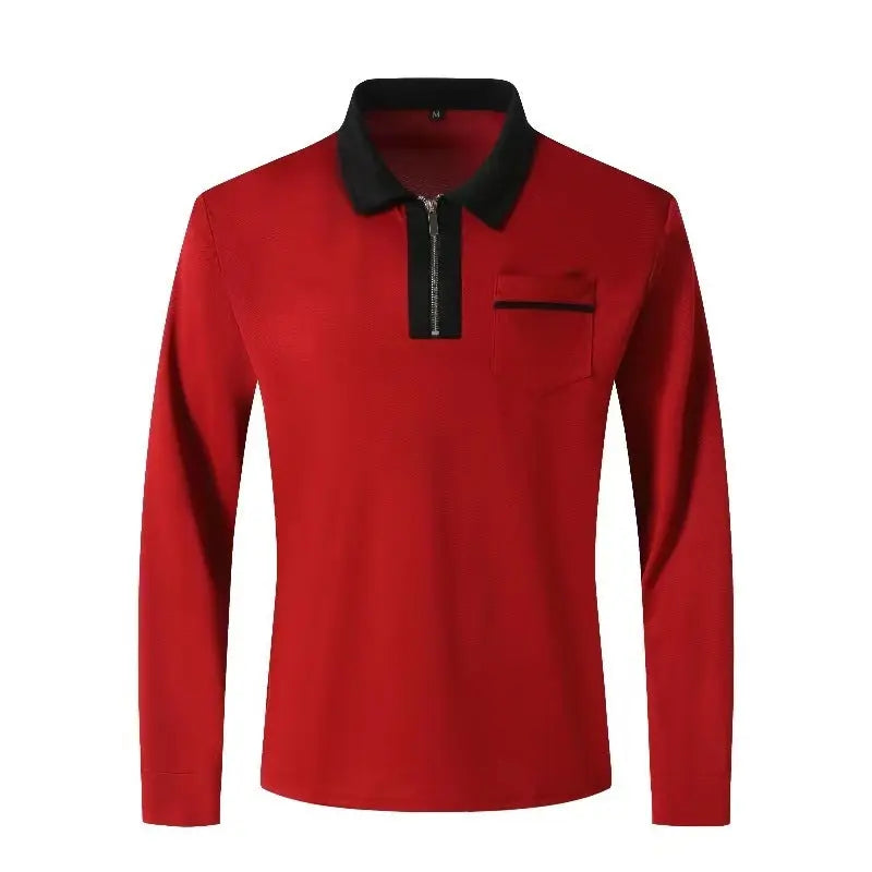 Autumn Long Sleeve Zipper Polo Shirts Casual Lapel Collar Zip Up Shirt The 4 Season Clothing Brand