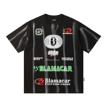 BlamaCar Inkjet Vertical Striped Graphic T-Shirt The 4 Season Clothing Brand