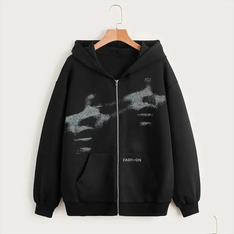 Blur Graphic Printed Zip-Up Hoodie The 4 Season Clothing Brand