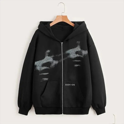 Blur Graphic Printed Zip-Up Hoodie The 4 Season Clothing Brand