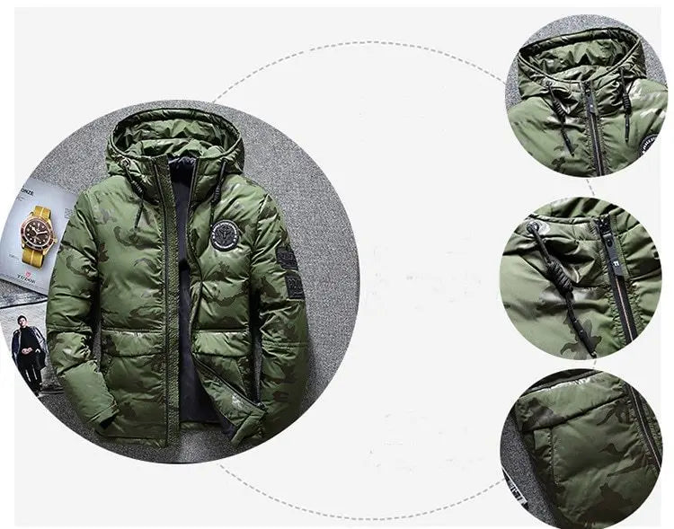 Camouflage Men's Winter Jacket Coat Hooded Casual Slim Down Parka Autumn Camo Windproof Warm Mens Overcoat The 4 Season Clothing Brand