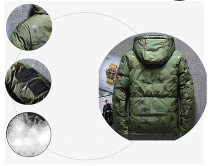 Camouflage Men's Winter Jacket Coat Hooded Casual Slim Down Parka Autumn Camo Windproof Warm Mens Overcoat The 4 Season Clothing Brand