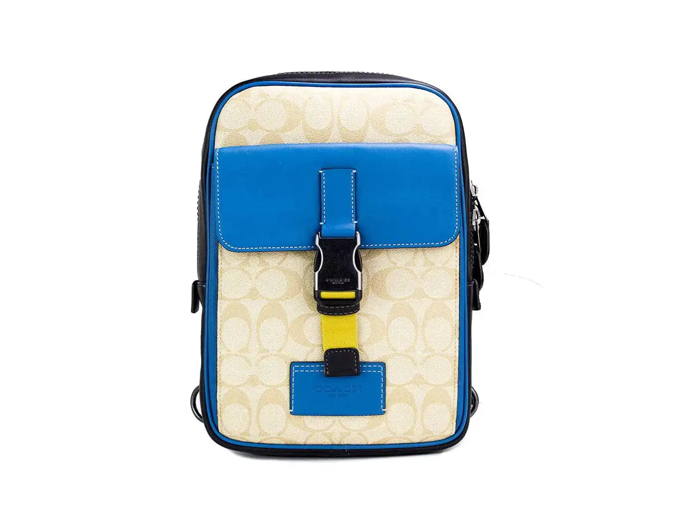 Coach Khaki Blue Jay Coated Canvas Colorblock Track Pack - The 4 Season Clothing Brand