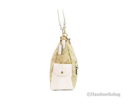 Coach Pennie Light Khaki Chalk Signature Coated Canvas Handbag - The 4 Season Clothing Brand