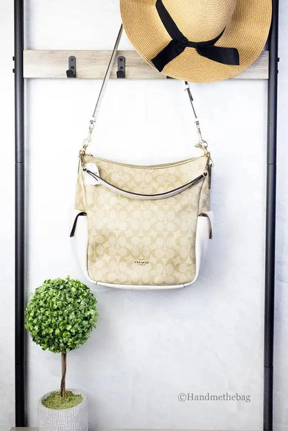 Coach Pennie Light Khaki Chalk Signature Coated Canvas Handbag - The 4 Season Clothing Brand