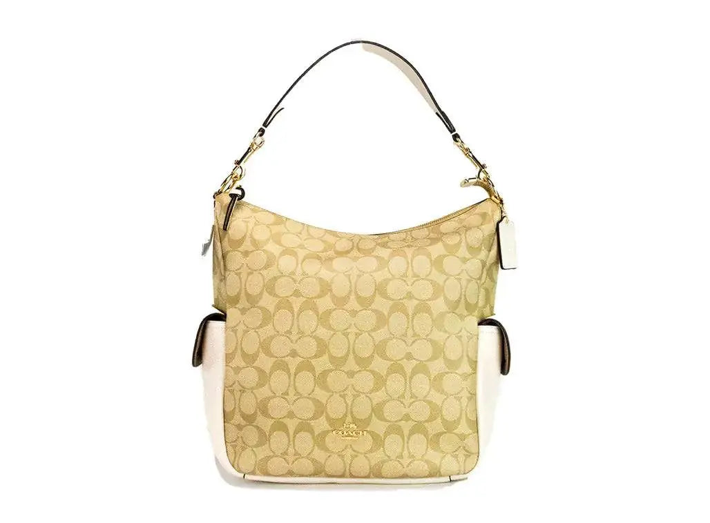 Coach Pennie Light Khaki Chalk Signature Coated Canvas Handbag - The 4 Season Clothing Brand