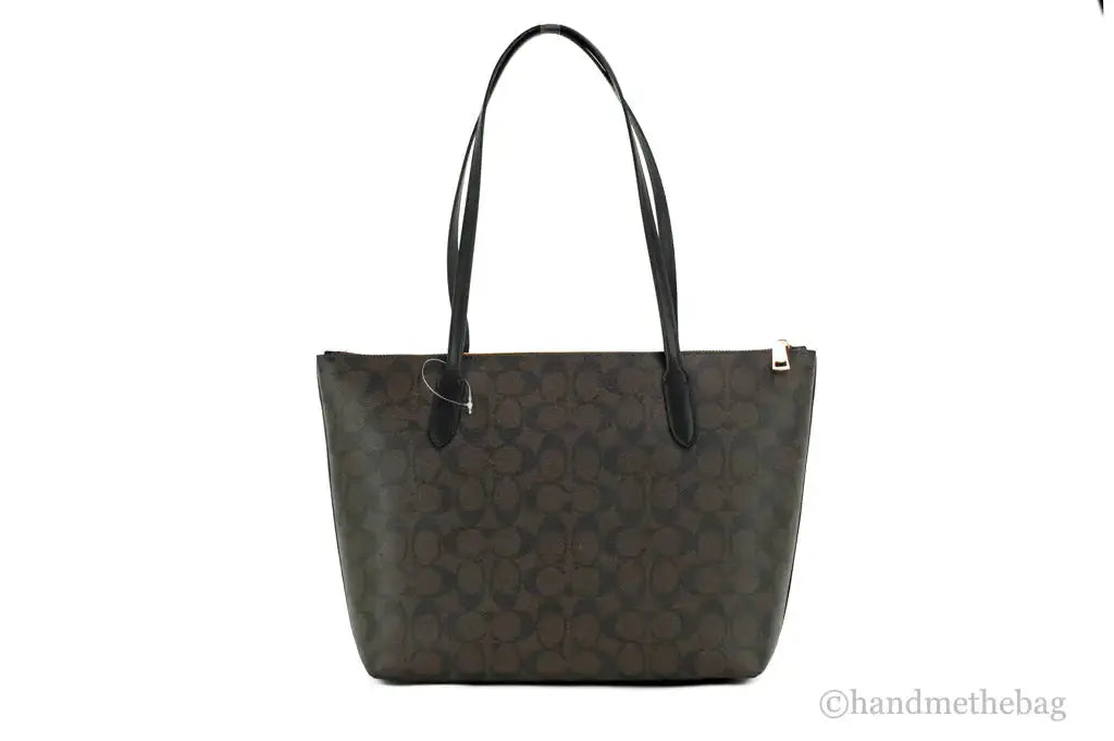 Coach (4455) Brown Black Signature Coated Canvas Medium Shoulder Tote Handbag - The Seasons Streetwear