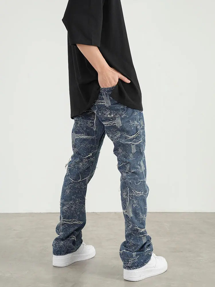 Deconstructed Micro Flared Jeans Men The 4 Season Clothing Brand