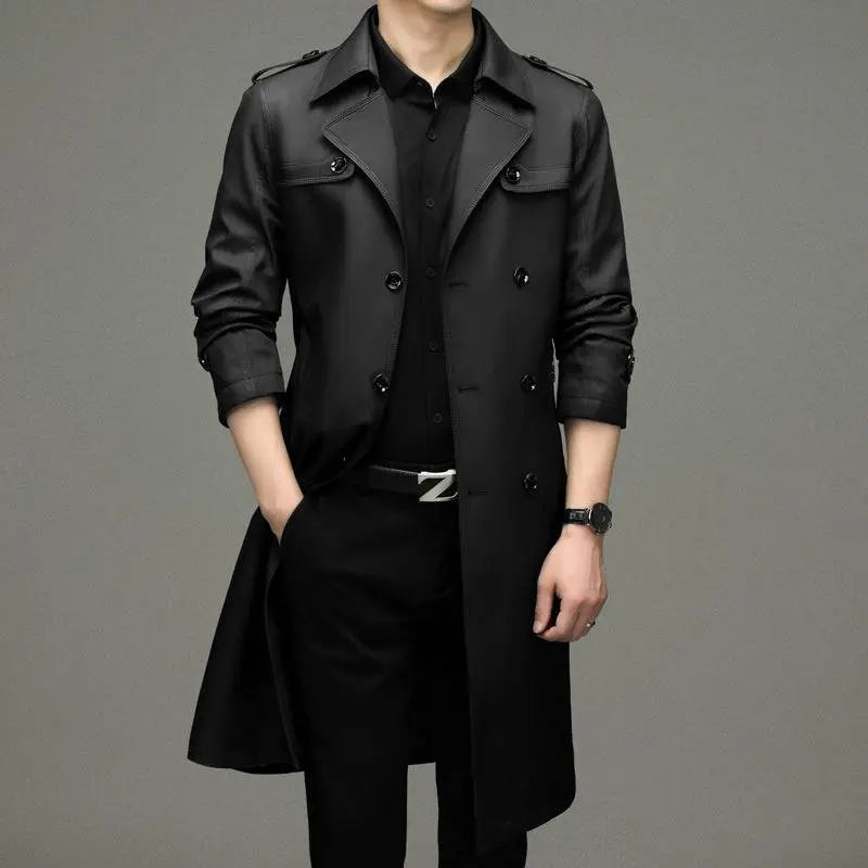 Exclusive Double Breasted Business Casual Long Trench Coat - The 4 Season Clothing Brand