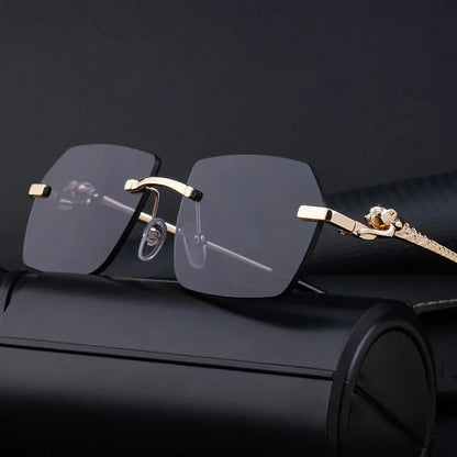 Exclusive Frameless Leopard Temple Retro Sunglasses The 4 Season Clothing Brand