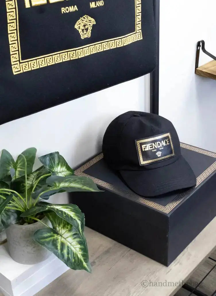 Fendi X Versace Fendace Black Cotton Adjustable Baseball Hat - The 4 Season Clothing Brand