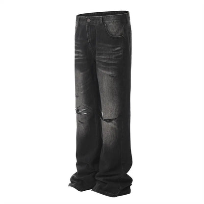 Retro Tattered Ripped Black Stacked/Flared Jean The 4 Season Clothing Brand