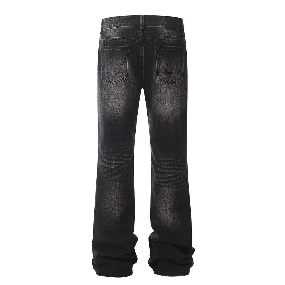 Retro Tattered Ripped Black Stacked/Flared Jean The 4 Season Clothing Brand