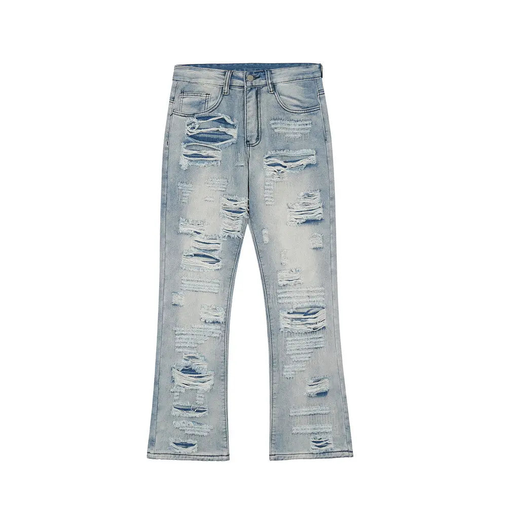 Flared Ripped Washed Jeans Men The 4 Season Clothing Brand