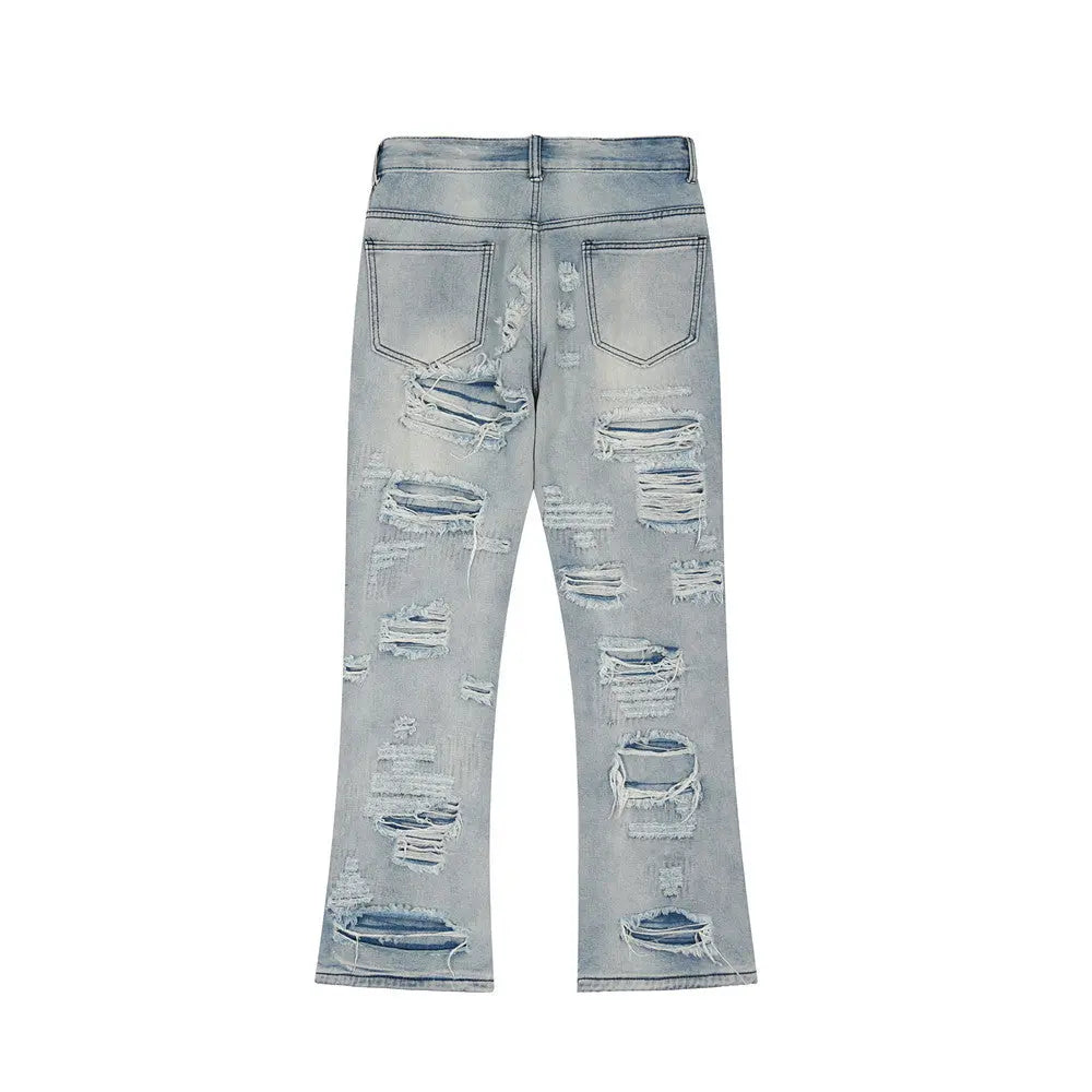 Flared Ripped Washed Jeans Men The 4 Season Clothing Brand