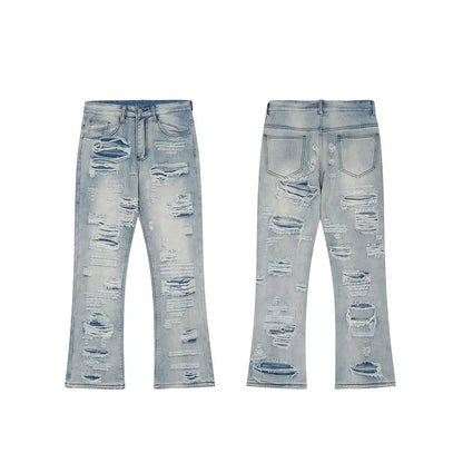 Flared Ripped Washed Jeans Men The 4 Season Clothing Brand