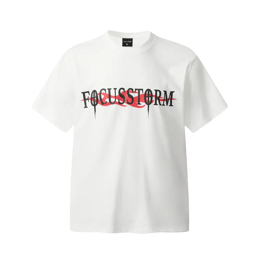 Focus Storm Abstract Flame Lettered T-Shirt The 4 Season Clothing Brand