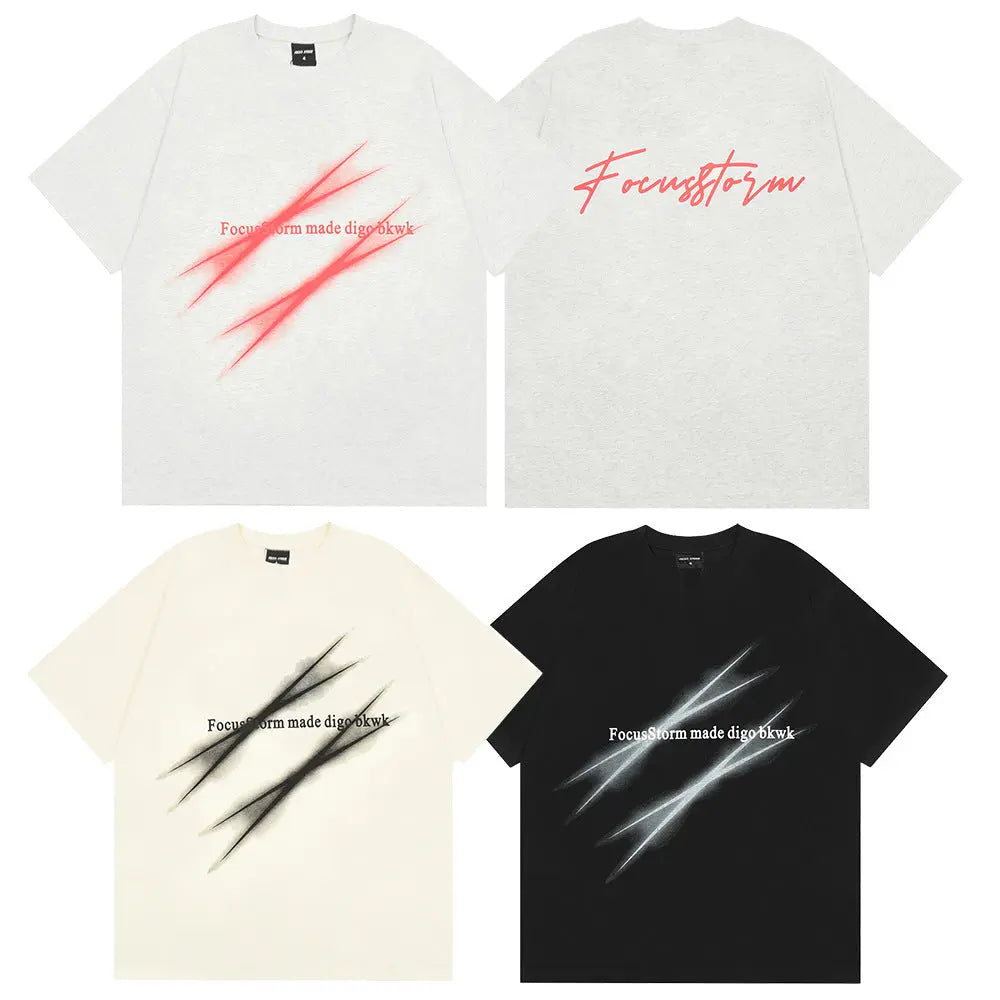 Focus Storm Scratch Printed Graphic T-Shirt The 4 Season Clothing Brand