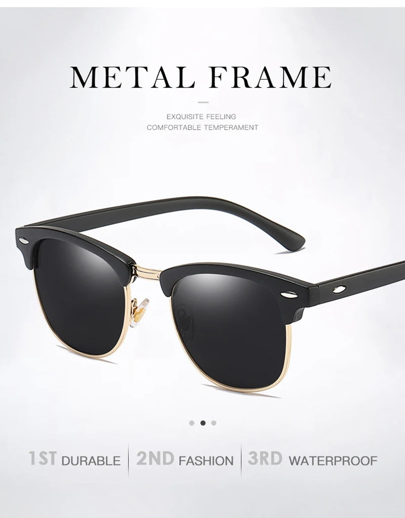 Classic Half Frame Polarized Sunglasses - Anti Glare - The Seasons Streetwear