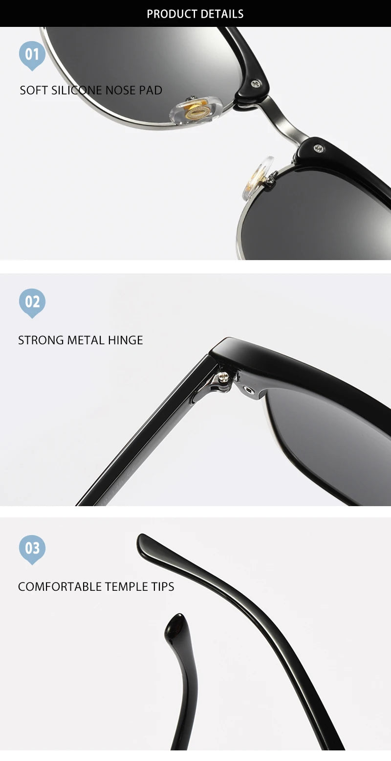 Classic Half Frame Polarized Sunglasses - Anti Glare - The Seasons Streetwear