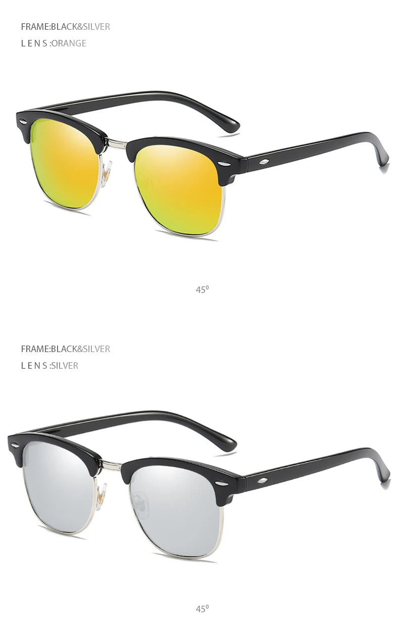 Classic Half Frame Polarized Sunglasses - Anti Glare - The Seasons Streetwear