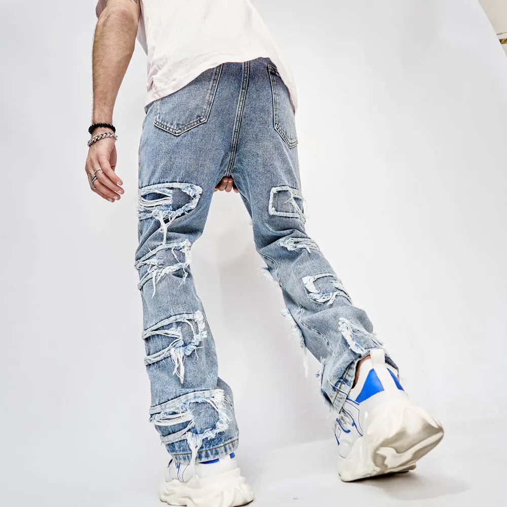 High Street Patched Straight Fit Jeans The 4 Season Clothing Brand