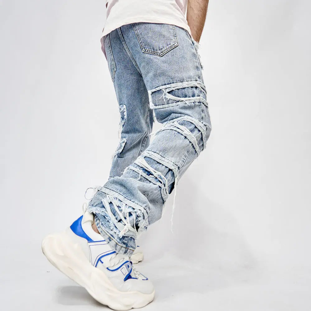 High Street Patched Straight Fit Jeans The 4 Season Clothing Brand