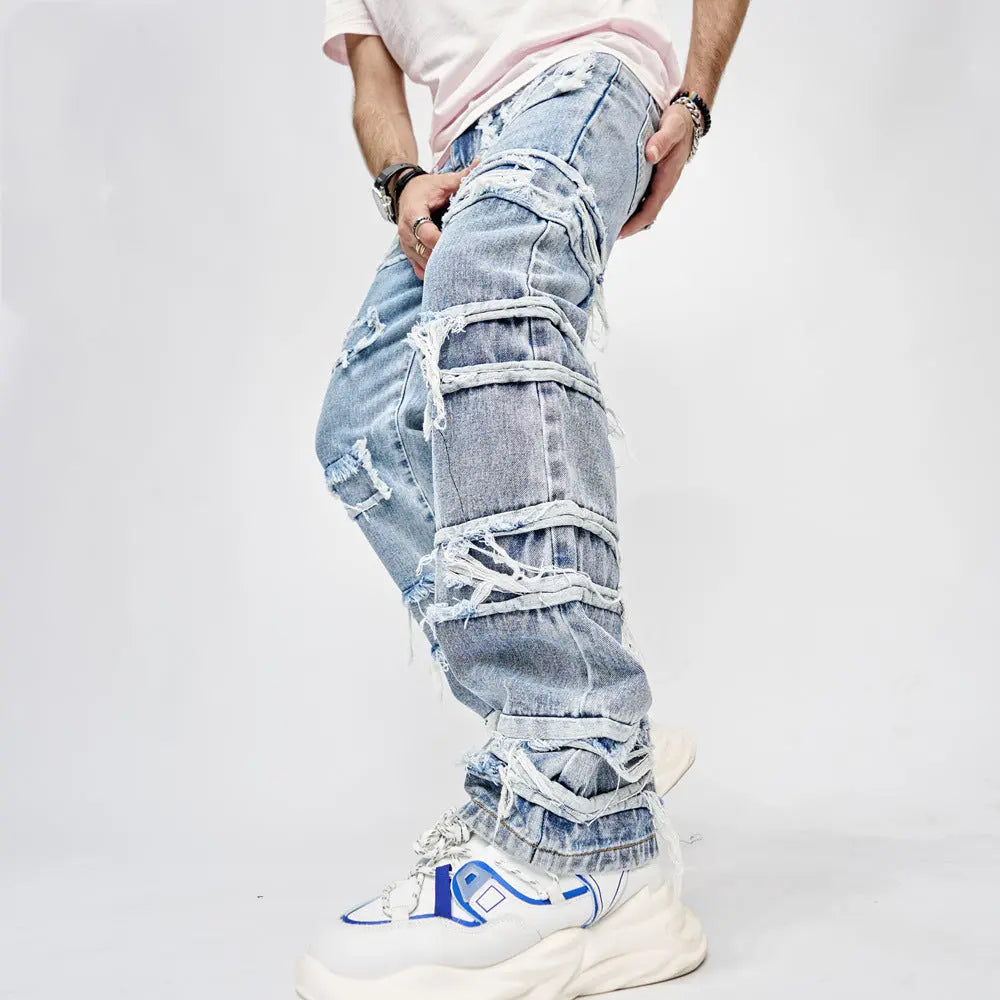 High Street Patched Straight Fit Jeans The 4 Season Clothing Brand