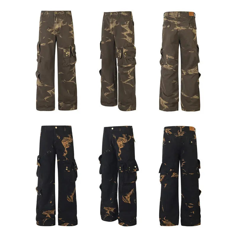 Illusory Printed Bleached Cargo Pants The 4 Season Clothing Brand