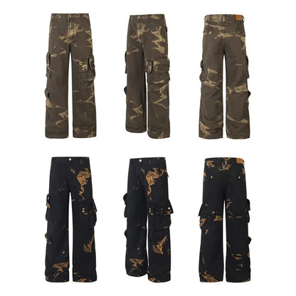 Illusory Printed Bleached Cargo Pants The 4 Season Clothing Brand