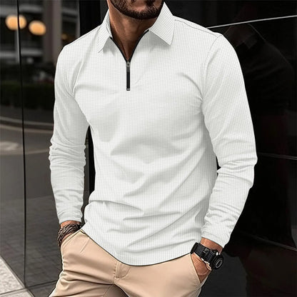 Lapel Long Sleeve Polo with Zipper The 4 Season Clothing Brand