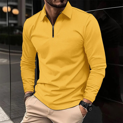 Lapel Long Sleeve Polo with Zipper The 4 Season Clothing Brand