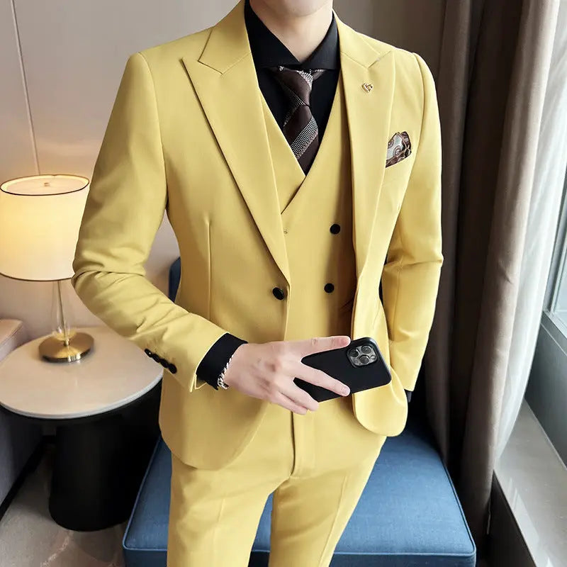 Light Business 3-Piece Slim Style Men Suit The 4 Season Clothing Brand