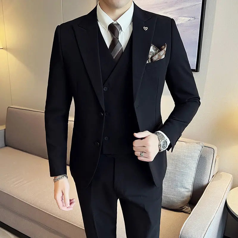 Light Business 3-Piece Slim Style Men Suit The 4 Season Clothing Brand