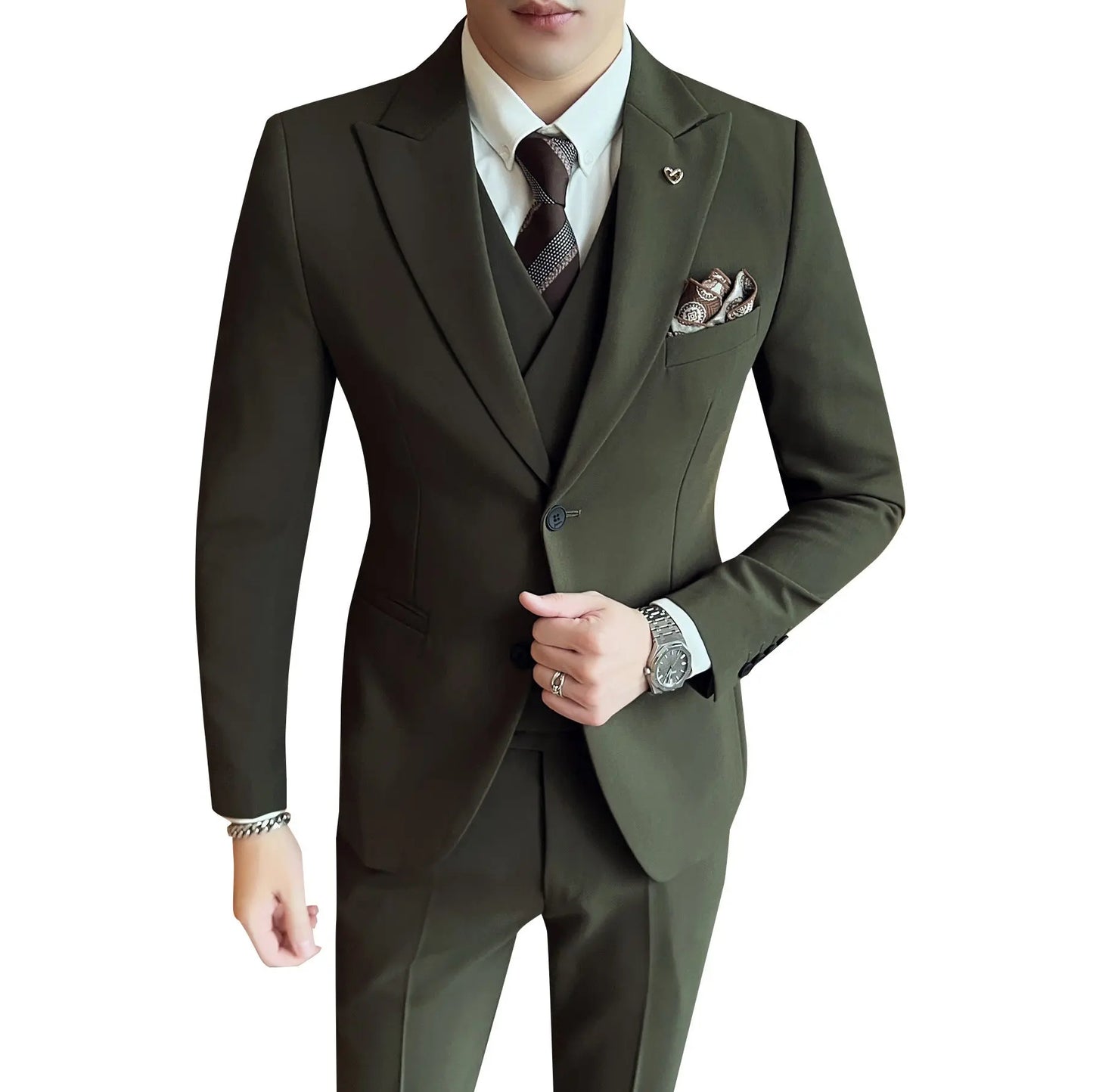 Light Business 3-Piece Slim Style Men Suit The 4 Season Clothing Brand