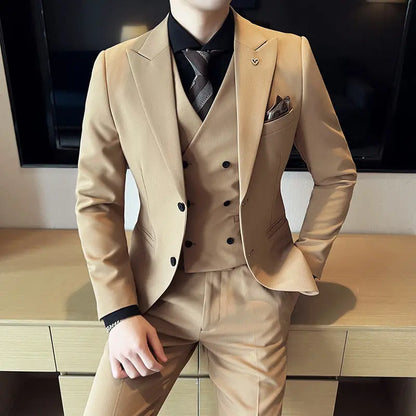 Light Business 3-Piece Slim Style Men Suit The 4 Season Clothing Brand