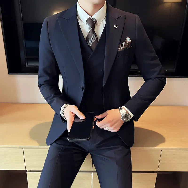 Light Business 3-Piece Slim Style Men Suit The 4 Season Clothing Brand