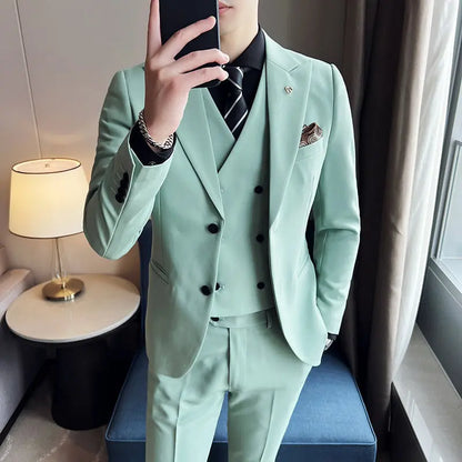 Light Business 3-Piece Slim Style Men Suit The 4 Season Clothing Brand