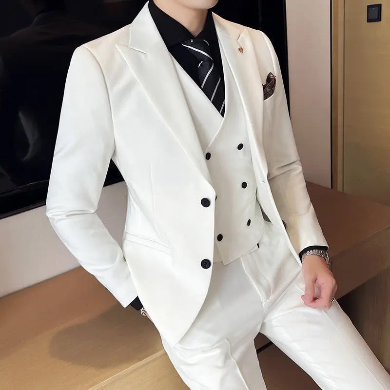 Light Business 3-Piece Slim Style Men Suit The 4 Season Clothing Brand