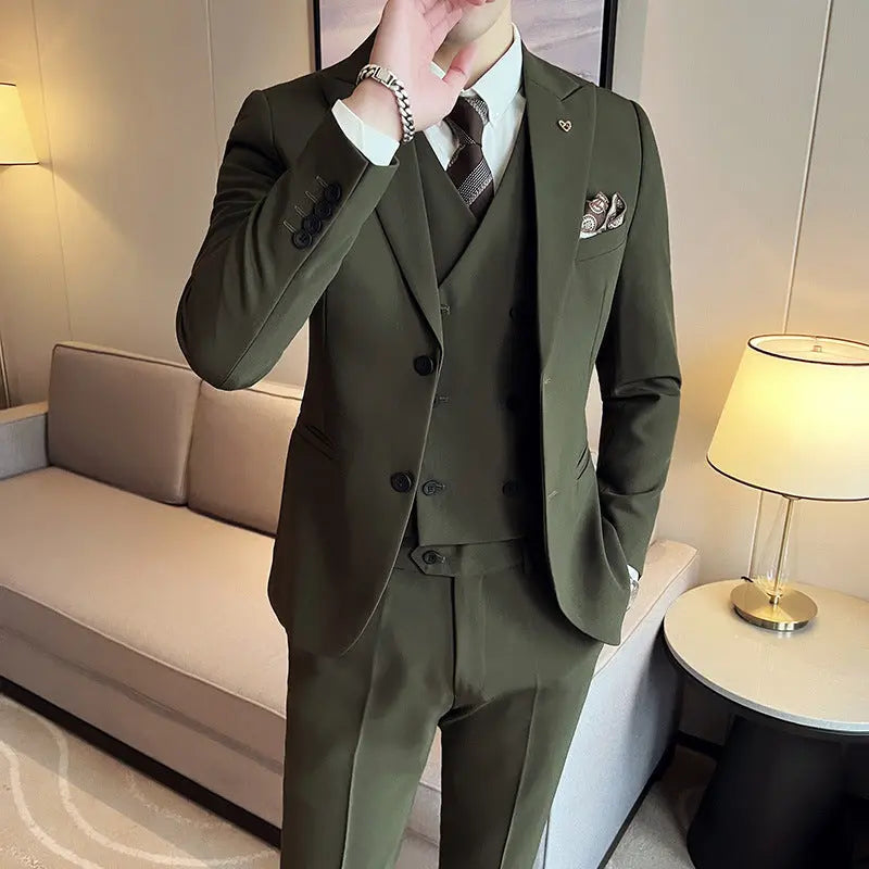 Light Business 3-Piece Slim Style Men Suit The 4 Season Clothing Brand