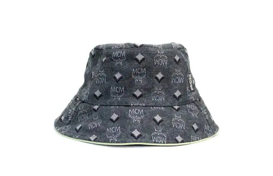 MCM Visetos Dark Grey Recycled Blend Monogram Bucket Hat - The 4 Season Clothing Brand