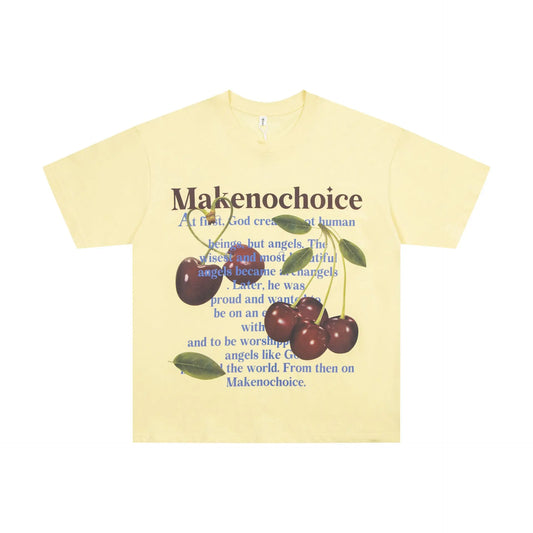 Make No Choice Special-interest Cherry Printed T-shirt The 4 Season Clothing Brand