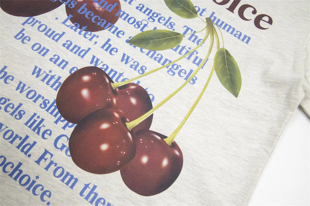 Make No Choice Special-interest Cherry Printed T-shirt The 4 Season Clothing Brand